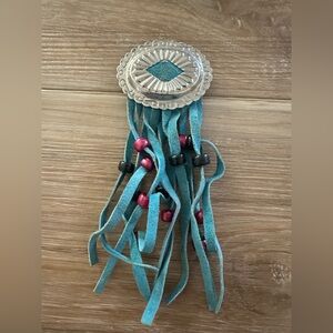 Western Concho/Leather Button Cover Handcrafted